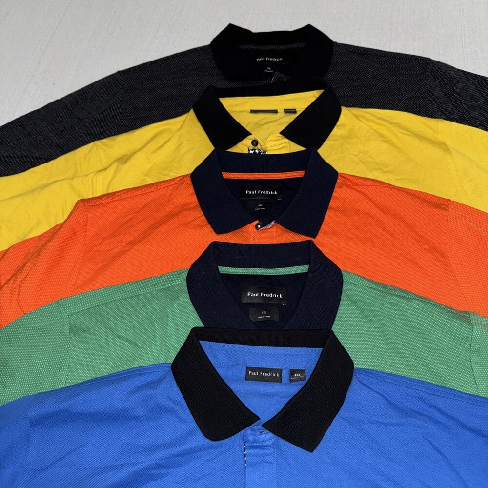 Paul Fredrick Polo Short Sleeve Mens 4XL Bright Multicolor EUC (Lot Of 5)